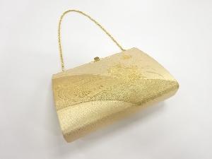 リサイクル　金糸花に蝶模様織出し和装バッグ